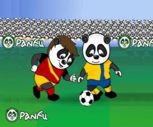 Puzzle Panfu pandas παίζουν ποδόσφαιρο